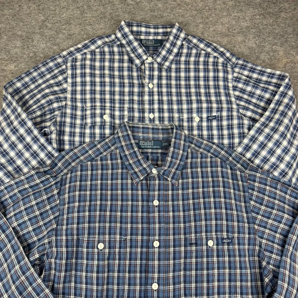 Polo Ralph Lauren Double Pocket Work Shirt Classic Linen Blend Lot of 2 Mens XL